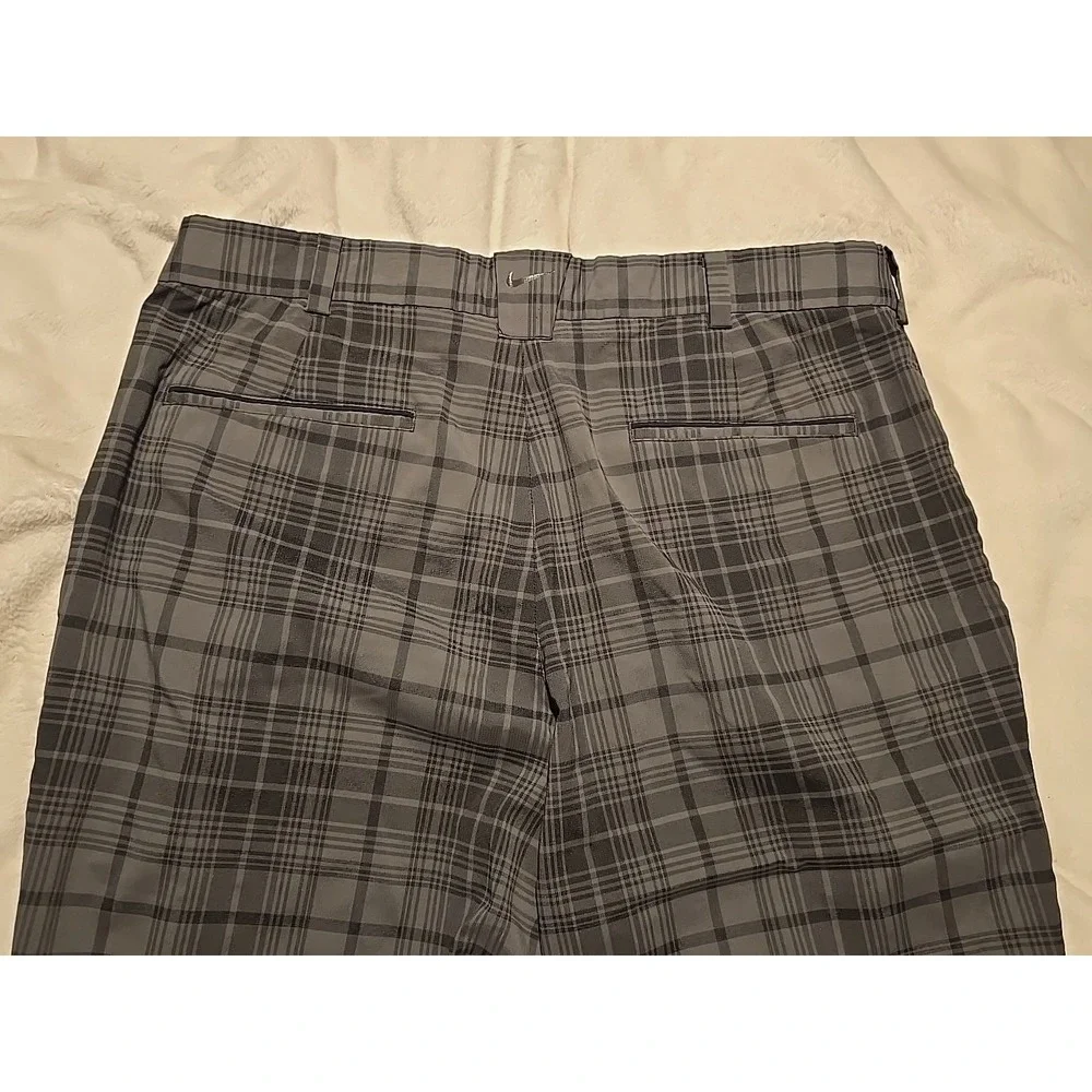 Nike Golf Tour Performance Dri-FIT Plaid Pants Mens 34x34 Grey Black Checkered